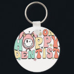 one happy dentist, retro, vintage key ring<br><div class="desc">Durable and lightweight keychain featuring a vibrant,  high-quality print,  perfect for keys,  bags,  backpacks,  small gifts,  souvenirs,  and everyday accessories.</div>