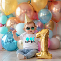 One Happy Dude 1st Birthday Blue Smiley