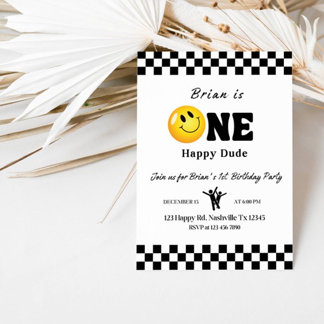 One Happy Dude 1st Birthday Boy Party - Cute & Fun Invitation (Creator Uploaded)