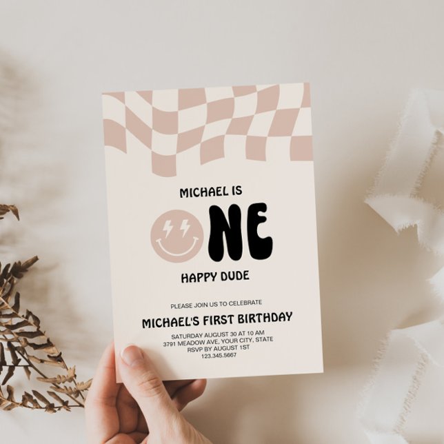 One Happy Dude 1st Birthday Editable Invitation  (Creator Uploaded)