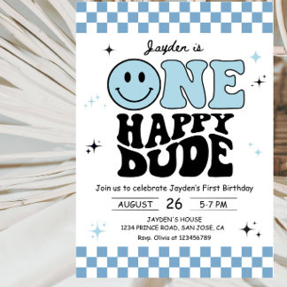 One Happy Dude 1st Birthday Party Invitation