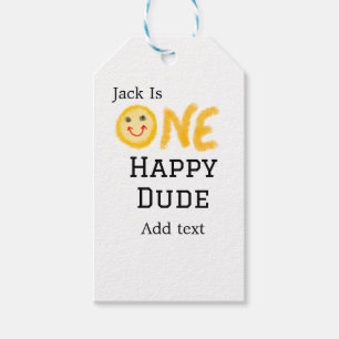One happy dude 1st happy Birthday smiley yellow  Gift Tags