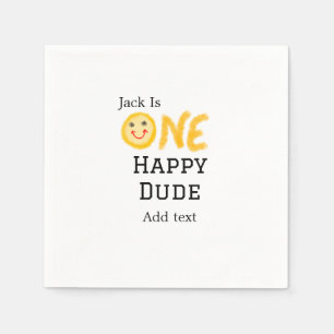 One happy dude 1st happy Birthday smiley yellow  Napkin