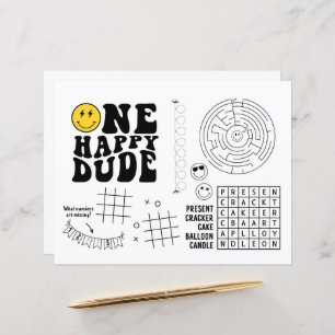 One Happy Dude 1stBirthday Party Placemat Activity