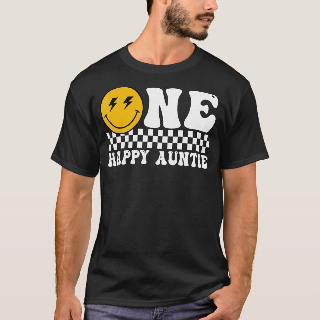 One Happy Dude Auntie 1st Birthday Family Matching T-Shirt (Front)