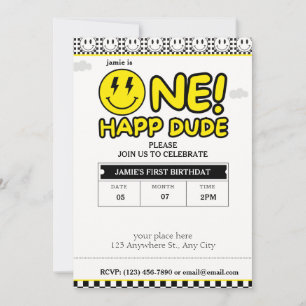 One Happy Dude Birthday cool dude Invitation