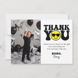 One Happy Dude Birthday Flat Photo Thank You Card