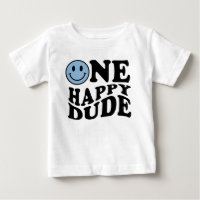 One Happy Dude Blue Happy Smile Boy 1st Birthday 