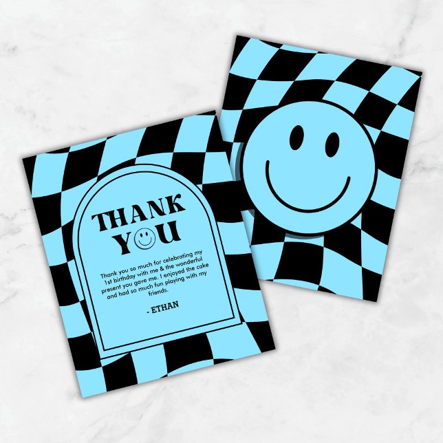 One Happy Dude BlueBoy 1st Birthday Thank You Card (Budget One Happy Dude Blue Boy 1st Birthday Thank You Card  )