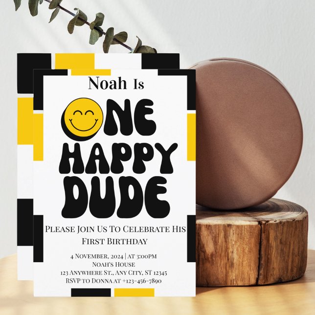  One Happy Dude Boy 1st Birthday Invitation (Creator Uploaded)