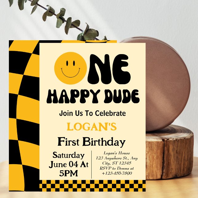One Happy Dude Boy 1st Birthday Invitation (Creator Uploaded)