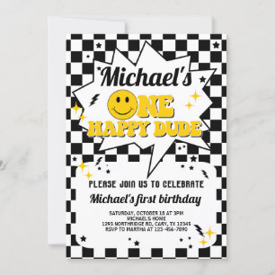 One Happy Dude boy 1st first birthday invitation. Invitation