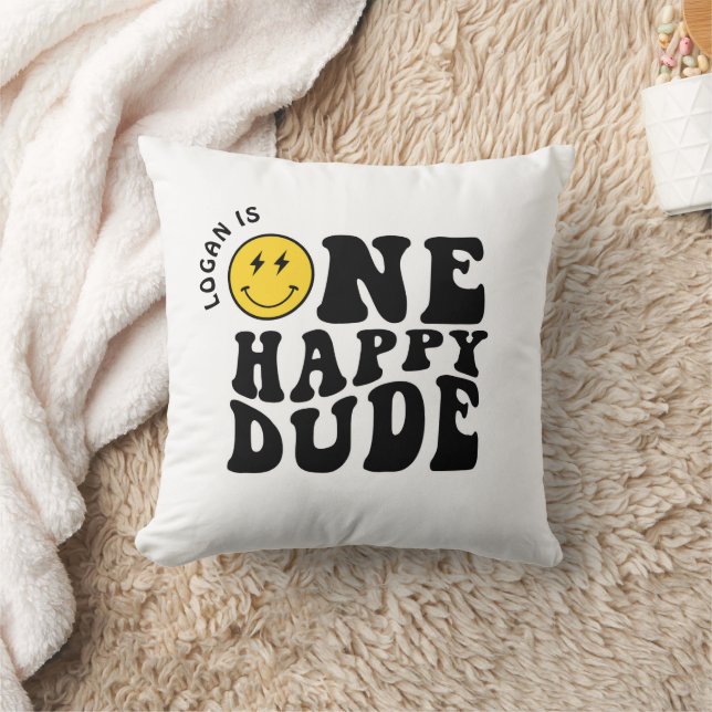 One Happy Dude Boy First Birthday Party Cushion (Blanket)