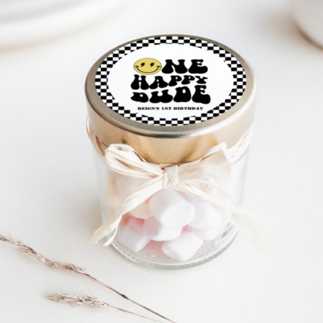 One Happy Dude | Boys Rad Kids 1st Birthday Classic Round Sticker (Creator Uploaded)