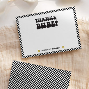 One Happy Dude   Boys Rad Kids 1st Birthday Thank You Card