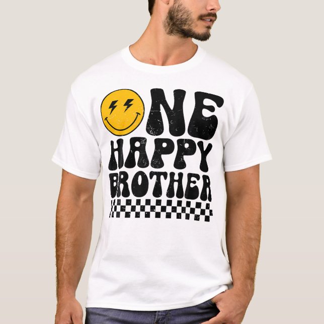 One Happy Dude Brother 1St Birthday Family Matchin T-Shirt (Front)