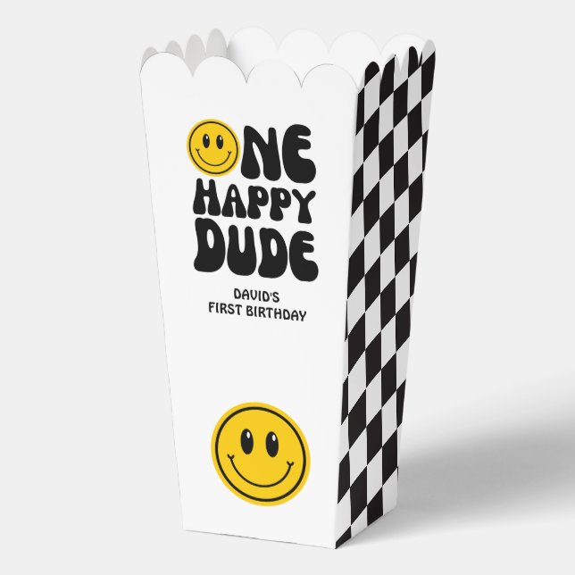 One Happy Dude Check Yellow Happy Face Favour Box (Front)