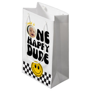 One Happy Dude Custom Photo First Birthday Small Gift Bag