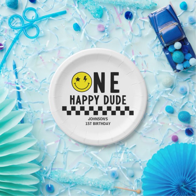 One Happy Dude First Birthday Paper Plate (Party)