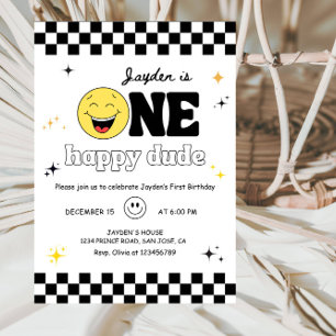 One Happy Dude - Fun 1st Birthday Boy Party Invitation