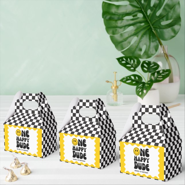 One Happy Dude Happy Face Boy First Birthday  Favour Box (Multiple)
