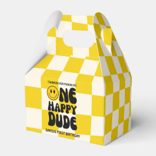 One Happy Dude Happy Face Boy First Birthday Favour Box