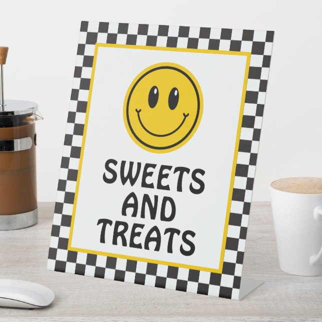 One Happy Dude Happy Face Sweets and Treats Pedestal Sign (In SItu)
