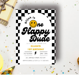 One Happy Dude Rad Boy 1st Birthday Invitation