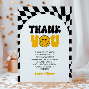 One Happy Dude Retro Arch First 1st Birthday Party Thank You Card