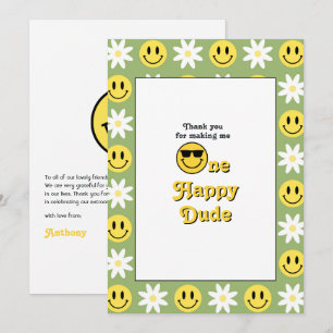 "One Happy Dude" Retro Smile Thank You Card