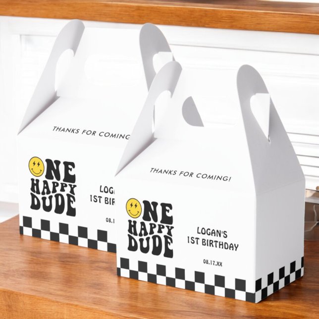 One Happy Dude Smile Face Boy First Birthday Favour Box (Creator Uploaded)