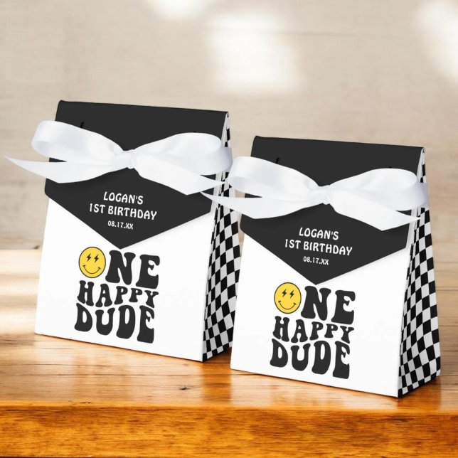 One Happy Dude Smile Face Boy First Birthday Favour Box (Creator Uploaded)