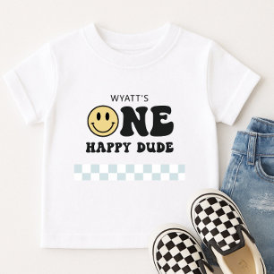 One Happy Dude Smile Face First Birthday Toddler T-Shirt