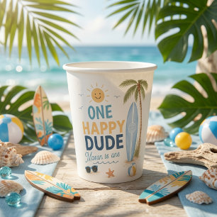 One Happy Dude Surf Birthday Party Paper Cups