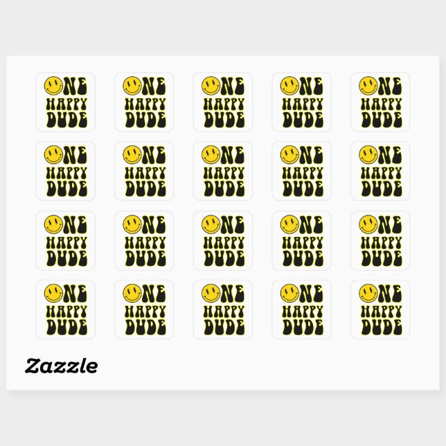 One Happy Dude T-Shirt Square Sticker (Sheet)