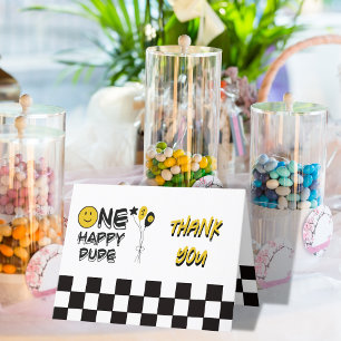 One Happy Dude Yellow Smile First 1st Boy Birthday Thank You Card