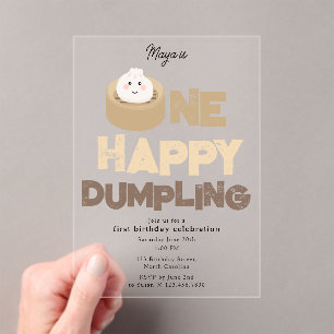 One Happy Dumpling Invite 1st  First Birthday Cute Acrylic Invitations