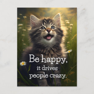 One Happy Fluffy Kitten - Happiness & Crazyness Postcard