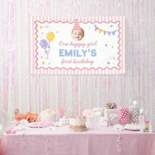 One Happy Girl Pink Colourful 1st Birthday Banner