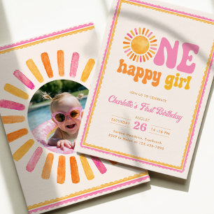 One Happy Girl Sunshine 1st Birthday Invitation