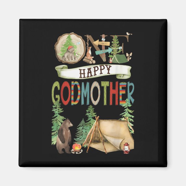 One Happy Godmother Camper First Birthday Camng Be Magnet (Front)