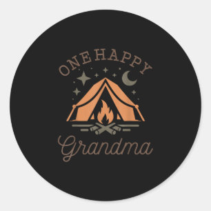 One happy grandma camper 1st birthday camping classic round sticker
