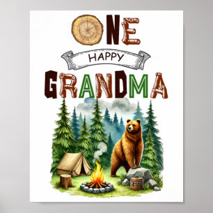 One Happy Grandma Camper First Birthday Camping Be Poster