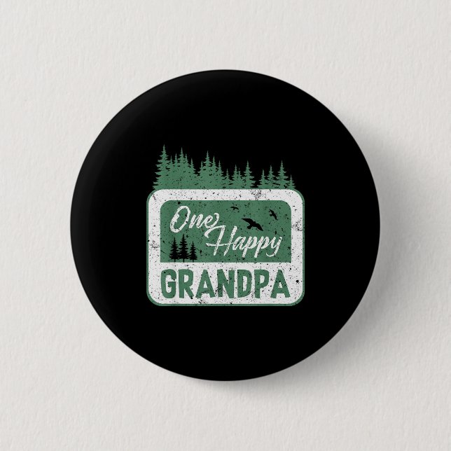 One Happy Grandpa Camper 1st Birthday Camng Bear  6 Cm Round Badge (Front)
