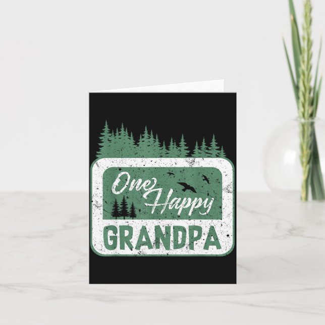 One Happy Grandpa Camper 1st Birthday Camng Bear  Card (Front)