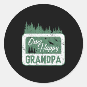 One Happy Grandpa Camper 1st Birthday Camng Bear  Classic Round Sticker