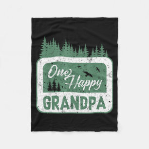 One Happy Grandpa Camper 1st Birthday Camng Bear Fleece Blanket
