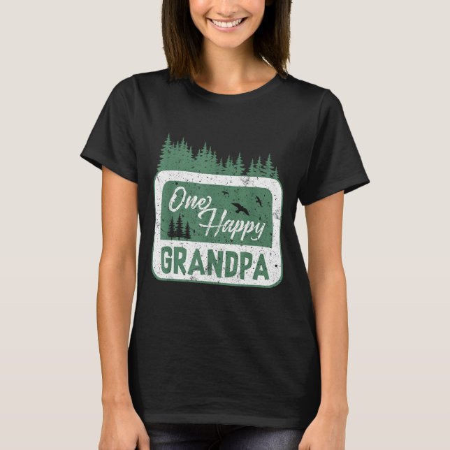 One Happy Grandpa Camper 1st Birthday Camng Bear  T-Shirt (Front)