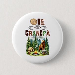 One Happy Grandpa Camper First Birthday Camping Be 6 Cm Round Badge