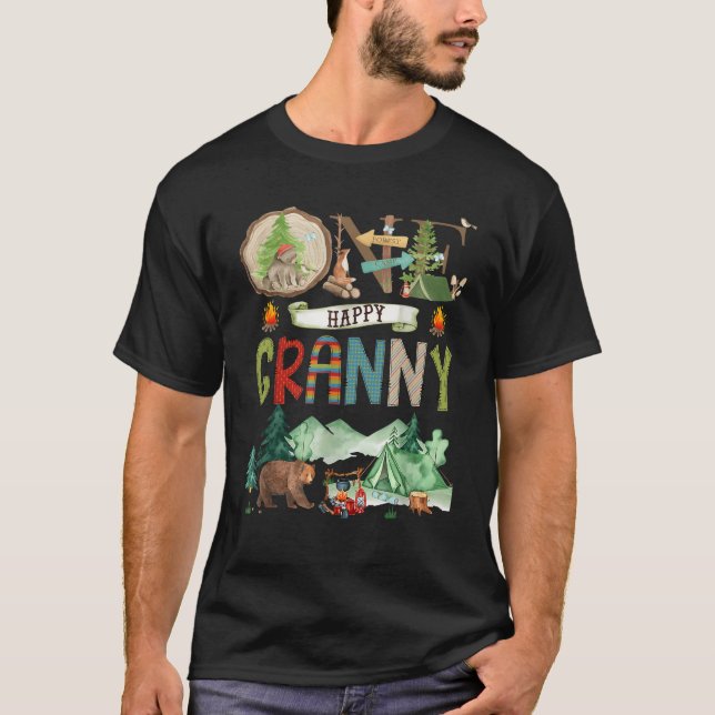 One Happy Granny Camper 1St Birthday Camping Bear  T-Shirt (Front)